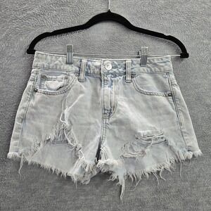 American Eagle Outfitters Women‎ Shorts 00 Light Blue Denim Cut Off Distressed